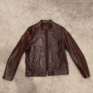 Prada Men Brown Leather Jacket Size 50